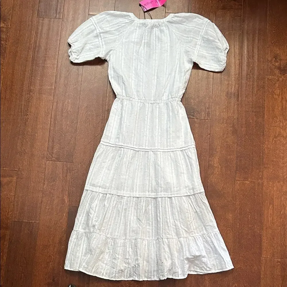 Betsey Johnson Spectator Tiered Midi Dress, White & Colored Speckles SizeXS, NWT - Picture 13 of 16